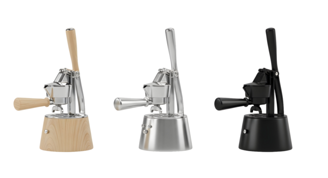Elegant manual espresso maker offers rich flavors