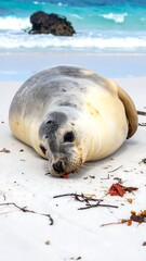 Lazy seal resting on a beach