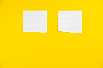 blank sticky notes isolated on background, productivity theme flat lay background for organization and strategy planning