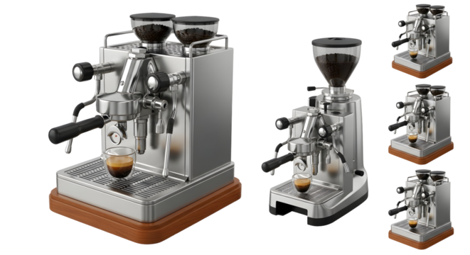 Professional espresso machine brewing fresh coffee for cafe use