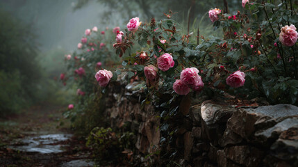 flowers in the rain