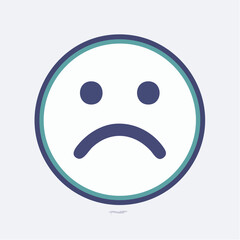 Fototapeta premium A simple flat vector icon of an unhappy, sad face emoticon. This minimalist geometric design with a bold outline expresses feelings of sadness and disappointment