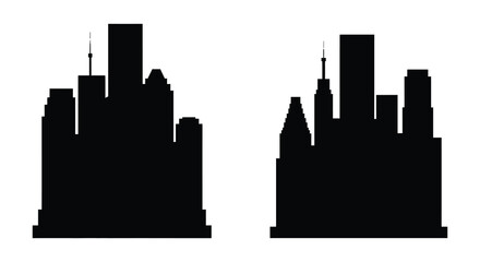 Fototapeta premium Silhouetted city skylines against a stark white background modern architecture