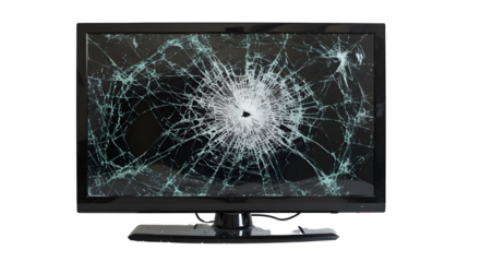 Broken television screen isolated PNG with Transparent Background