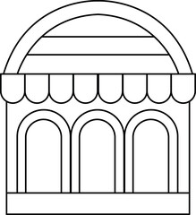 Rainbow Market Walls Coloring Page, Festive Urban Illustration