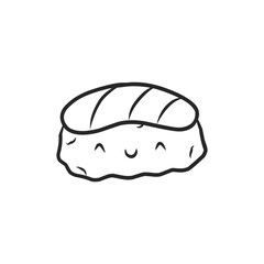Kawaii Sushi Nigiri Doodle Vector Illustration