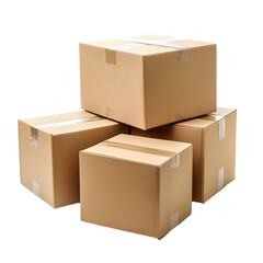 Three Sealed Cardboard Boxes Isolated on White Background