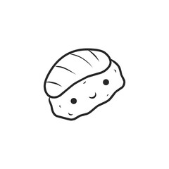 Fototapeta premium Kawaii Sushi Nigiri Doodle Vector Illustration