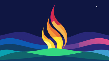 Luminous Aurora Flames Glowing Like Rainbow Tide