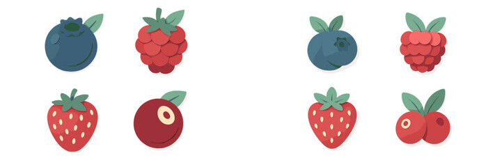 Collection of colorful fresh berries and fruits in a charming paper cut style with layered graphic elements