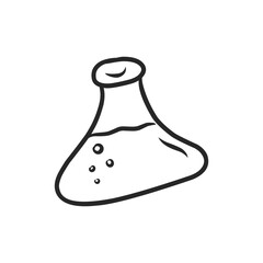 Simple Chemistry Flask Line Drawing Doodle Vector Illustration