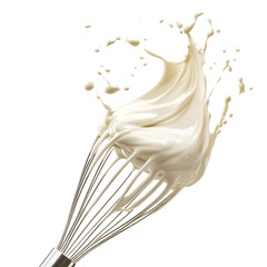 Cream Splash on Whisk Isolated on White Background for Culinary Design