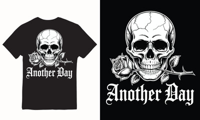 Obraz premium Skull with Rose Another Day Gothic T-Shirt Art