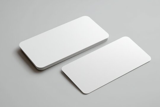 Two White Blank Business Cards Mockup - Curved Edges