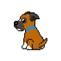 Pixel art boxer dog vector in retro style