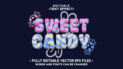 3d cute inflate sweet candy text effect
