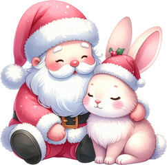 santa claus and rabbit
