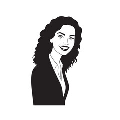 Beautiful Woman in Formal Dress Black and White Illustration Vector Art Design
