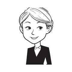 Beautiful Woman in Formal Dress Black and White Illustration Vector Art Design
