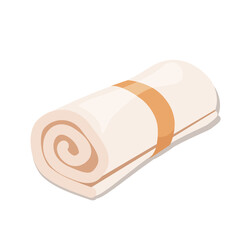 Fluffy bath towel perfect in beige color isolated on white background. Premium organic cotton fluffy bath towel.