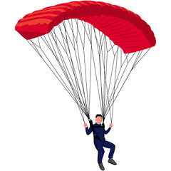 parachute landing, Skydiver landing vector drawing.