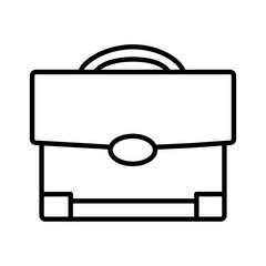 A minimalist line art icon of classic briefcase isolated on a white background. Business, office work, office essentials.