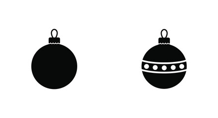 Simple black christmas ornament icons set on a clean white background