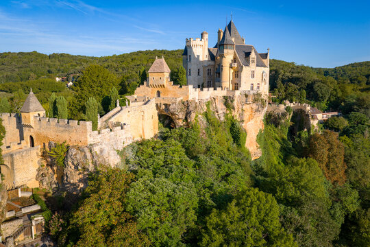Aerial View of the Ch&acirc;teau de Montfort and the Cingle de Montfort, Dordogne River, France