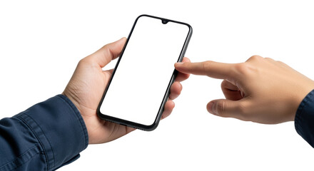 Isolated Phone Held in Hand and Touched by Finger for App Promotion and Technology News