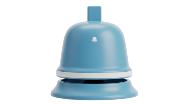 Isolated notification bell in blue showing an alert or message icon, communication concept