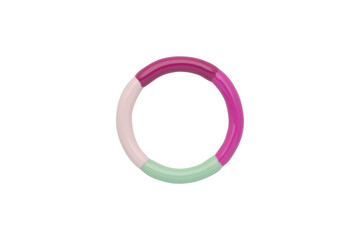 Obraz premium Three toned circle minimalist design object pink beige and mint green