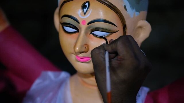 Spiritual Chokkhu Daan Ritual Marking the Beginning of Durga Puja in West Bengal
