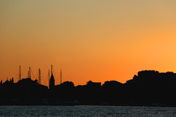 Naklejka premium Beautiful sunset in Stobrec, small coastal town near Split, Croatia.