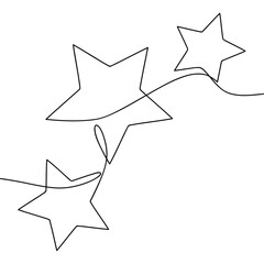 Continuous line drawing of stars. Minimalist black linear sketch isolated on white background. Hand drawn vector illustration.