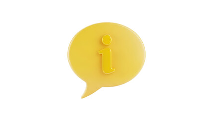 Isolated 3D yellow speech bubble with information icon offering assistance and support