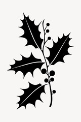 Stylized holly leaves silhouette illustration.