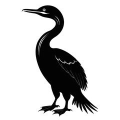 Cormorant vector clean black silhouette design white background