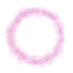 A pink smoke circle frame effect with glittering glitter and elegant sparkling stars.