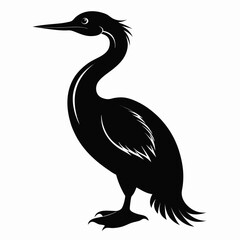 Cormorant vector clean black silhouette design white background