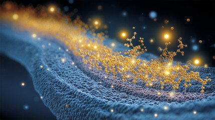 Drug tolerance concept, showing molecules losing effect on a cell membrane's desensitized receptors.