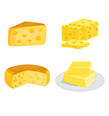 3D sketch illustration of cheese and butter design elements