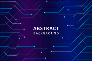 Modern abstract technology background with digital circuit lines and glowing connection dots in blue and purple gradient.