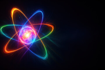 Obraz premium Atom Energy: An abstract display of atom particles creating a beautiful and energetic design for science projects.