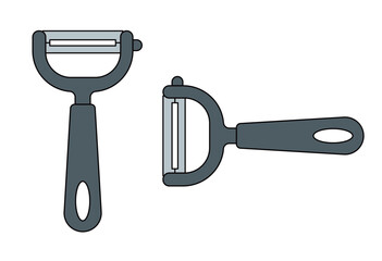 Modern kitchen peeler utensil for vegetable and fruit preparation isolated cooking tool illustration for recipe and food design use