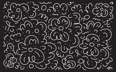 Whimsical floral pattern on dark background