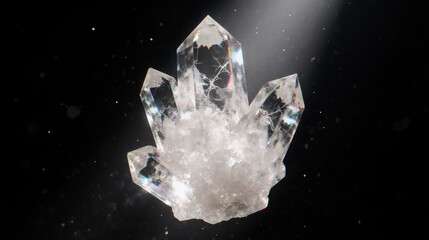 Obraz premium Sparkling transparent crystal formation illuminated by ethereal light.