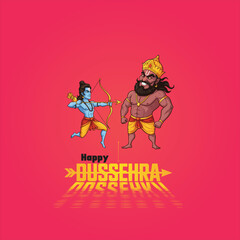 Happy Dussehra illustration of Lord Rama Vijayadashami Unleashed:Lord Rama’s Divine Bow Silences Ravana’s Tenfold Arrogance on Dussehra