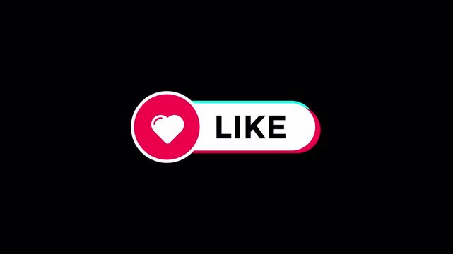Animated like button with tiktok style on Alpha Channel 4K Video