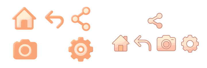 Modern digital interface symbols for web and app design, featuring user interface icons for navigation, settings, and common application functions