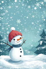 snowman with christmas tree